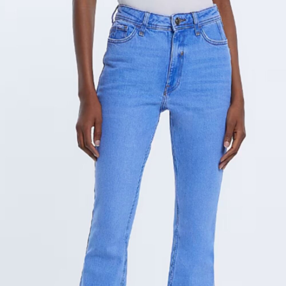 River Island Blue high waisted flared jeans